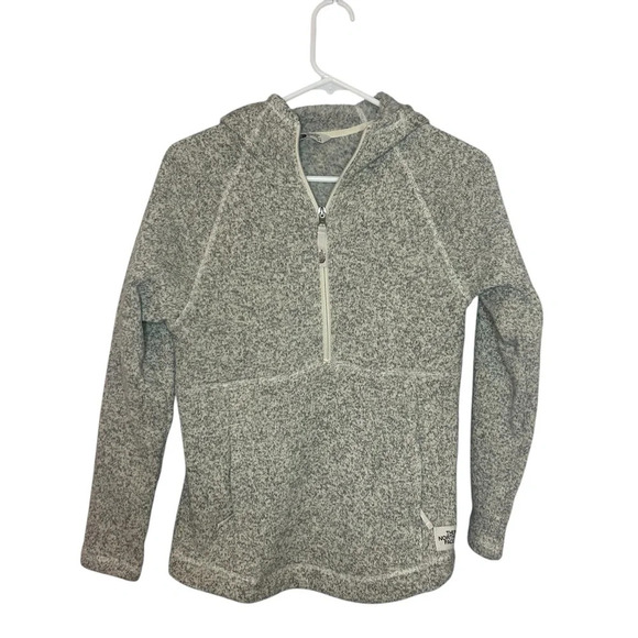 North Face quarter zip sweater hoodie pullover grey size 14 16 - Picture 1 of 16